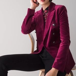 NEW White House Black Market Studio Velvet Blazer in Pinot Size 12